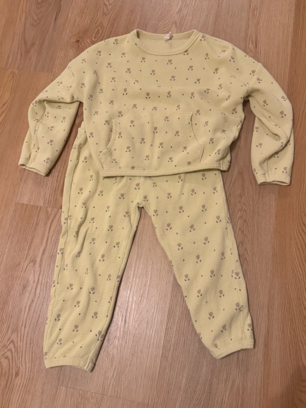 Quincy Mae Yellow tulip Waffle-Knit lounge Set